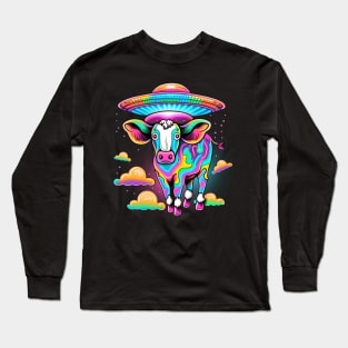 UFO & Cow Rainbow Style Long Sleeve T-Shirt